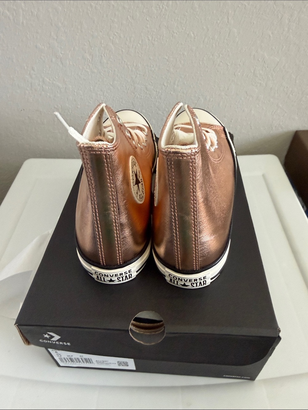 Converse Metallic Rose Gold High Top Sneakers - Picture 5 of 6
